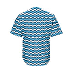 Blue And White Zigzag Pattern Print Men's Baseball Jersey