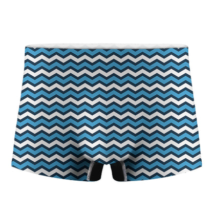 Blue And White Zigzag Pattern Print Men's Boxer Briefs