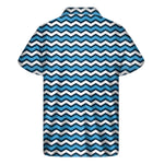 Blue And White Zigzag Pattern Print Men's Short Sleeve Shirt