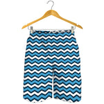 Blue And White Zigzag Pattern Print Men's Shorts