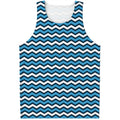 Blue And White Zigzag Pattern Print Men's Tank Top