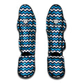 Blue And White Zigzag Pattern Print Muay Thai Shin Guards