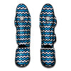 Blue And White Zigzag Pattern Print Muay Thai Shin Guard