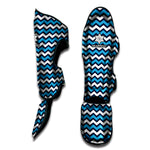 Blue And White Zigzag Pattern Print Muay Thai Shin Guard