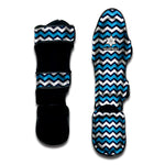 Blue And White Zigzag Pattern Print Muay Thai Shin Guard