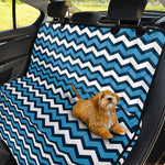 Blue And White Zigzag Pattern Print Pet Car Back Seat Cover