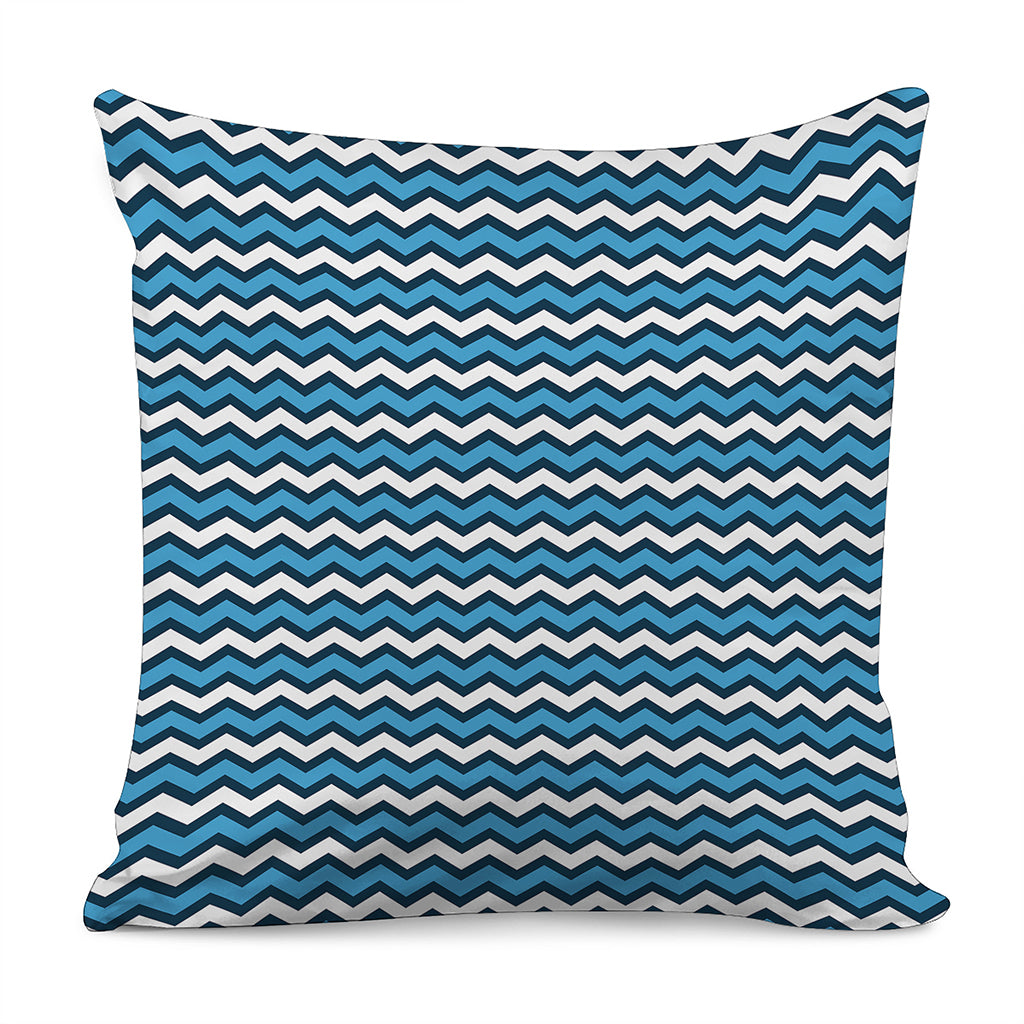 Blue And White Zigzag Pattern Print Pillow Cover
