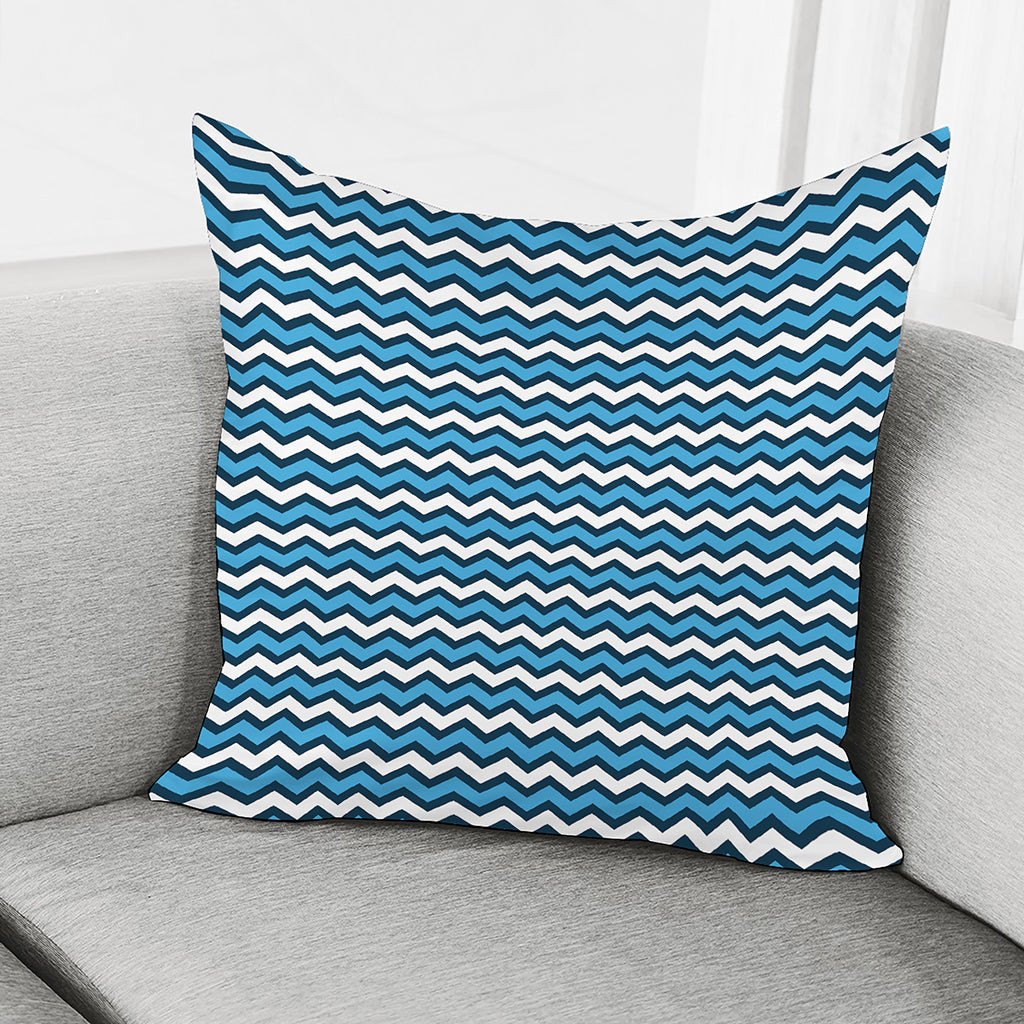 Blue And White Zigzag Pattern Print Pillow Cover