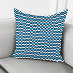 Blue And White Zigzag Pattern Print Pillow Cover