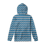 Blue And White Zigzag Pattern Print Pullover Hoodie