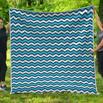 Blue And White Zigzag Pattern Print Quilt