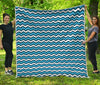 Blue And White Zigzag Pattern Print Quilt