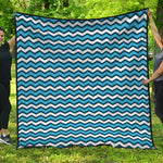 Blue And White Zigzag Pattern Print Quilt