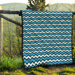 Blue And White Zigzag Pattern Print Quilt