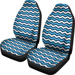 Blue And White Zigzag Pattern Print Universal Fit Car Seat Covers