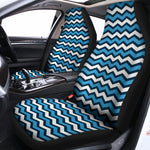 Blue And White Zigzag Pattern Print Universal Fit Car Seat Covers
