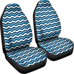 Blue And White Zigzag Pattern Print Universal Fit Car Seat Covers