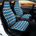 Blue And White Zigzag Pattern Print Universal Fit Car Seat Covers