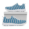 Blue And White Zigzag Pattern Print White Running Shoes