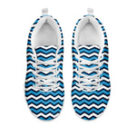 Blue And White Zigzag Pattern Print White Sneakers