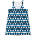 Blue And White Zigzag Pattern Print Women's Racerback Tank Top