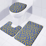 Blue And Yellow Banana Pattern Print 3 Piece Bath Mat Set