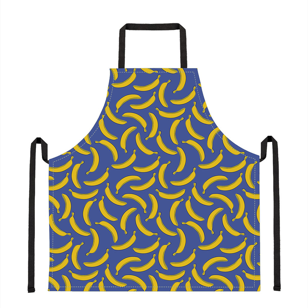 Blue And Yellow Banana Pattern Print Apron