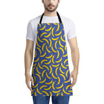 Blue And Yellow Banana Pattern Print Apron