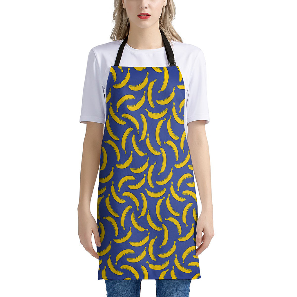 Blue And Yellow Banana Pattern Print Apron