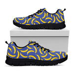 Blue And Yellow Banana Pattern Print Black Sneakers