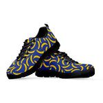 Blue And Yellow Banana Pattern Print Black Sneakers