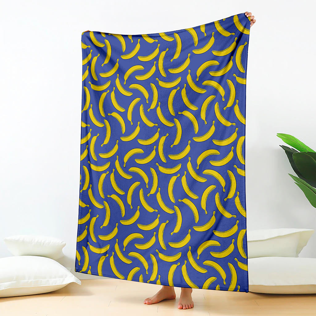 Blue And Yellow Banana Pattern Print Blanket