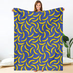 Blue And Yellow Banana Pattern Print Blanket