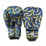 Blue And Yellow Banana Pattern Print Boxing Gloves