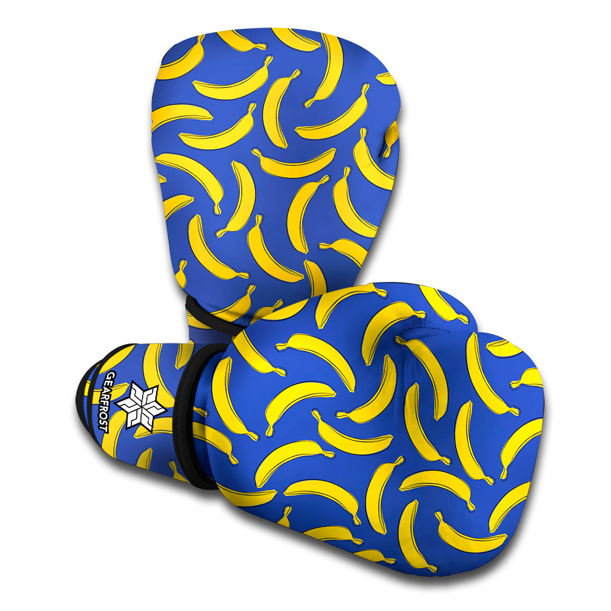 Blue And Yellow Banana Pattern Print Boxing Gloves