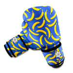 Blue And Yellow Banana Pattern Print Boxing Gloves