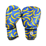 Blue And Yellow Banana Pattern Print Boxing Gloves