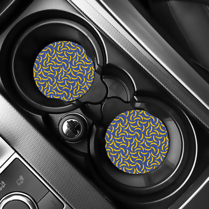 Blue And Yellow Banana Pattern Print Car Coasters