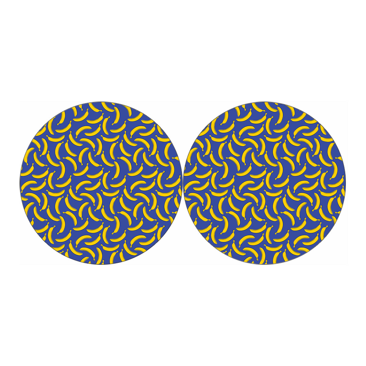 Blue And Yellow Banana Pattern Print Car Coasters