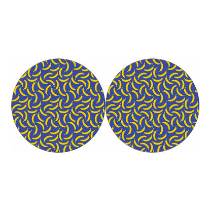 Blue And Yellow Banana Pattern Print Car Coasters