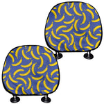 Blue And Yellow Banana Pattern Print Car Headrest Covers
