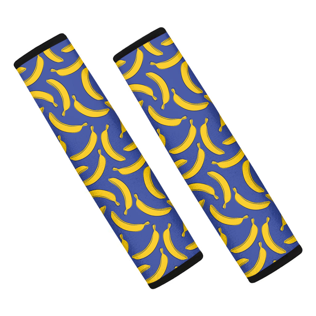 Blue And Yellow Banana Pattern Print Car Seat Belt Covers
