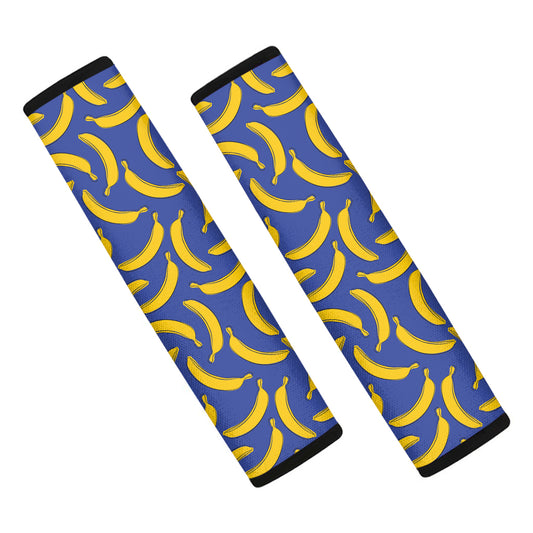 Blue And Yellow Banana Pattern Print Car Seat Belt Covers