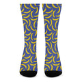 Blue And Yellow Banana Pattern Print Crew Socks