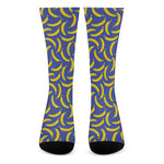 Blue And Yellow Banana Pattern Print Crew Socks