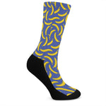 Blue And Yellow Banana Pattern Print Crew Socks
