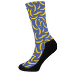 Blue And Yellow Banana Pattern Print Crew Socks