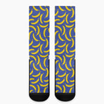 Blue And Yellow Banana Pattern Print Crew Socks