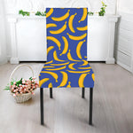 Blue And Yellow Banana Pattern Print Dining Chair Slipcover