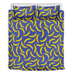 Blue And Yellow Banana Pattern Print Duvet Cover Bedding Set